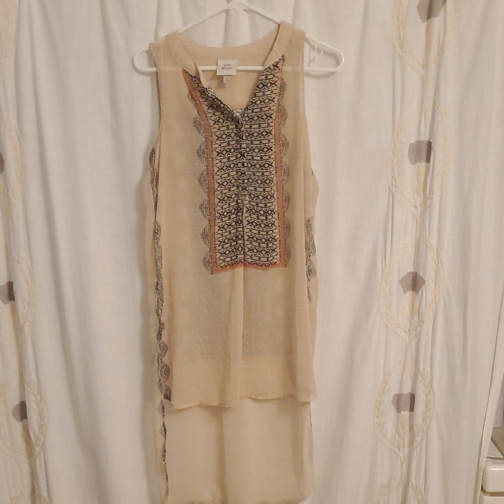Knox Rose Cream Sleeveless Top with Embroidered Detail S Small Womens